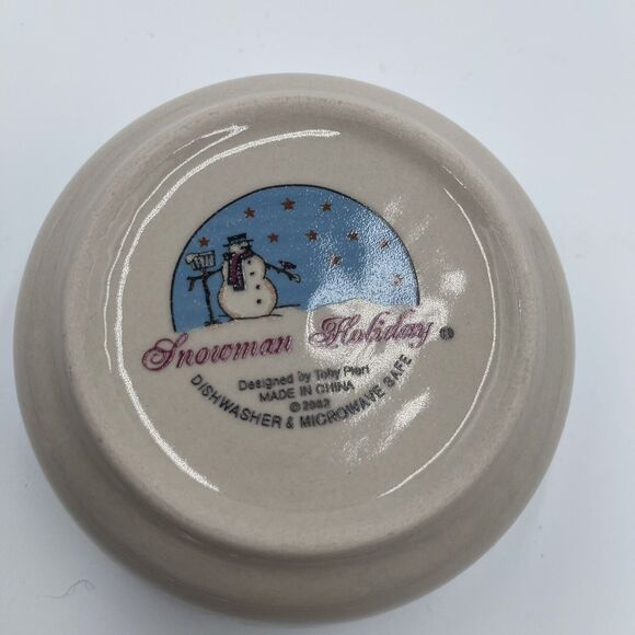 Snowman Holiday Canterbury Potteries Winter 2 pc Chip Dip Stoneware NIB - Picture 6 of 10